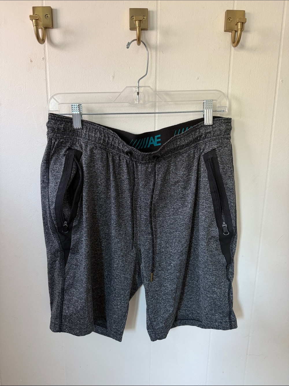 American Eagle Outfitters Men's Dark Gray Athletic Zip Shorts